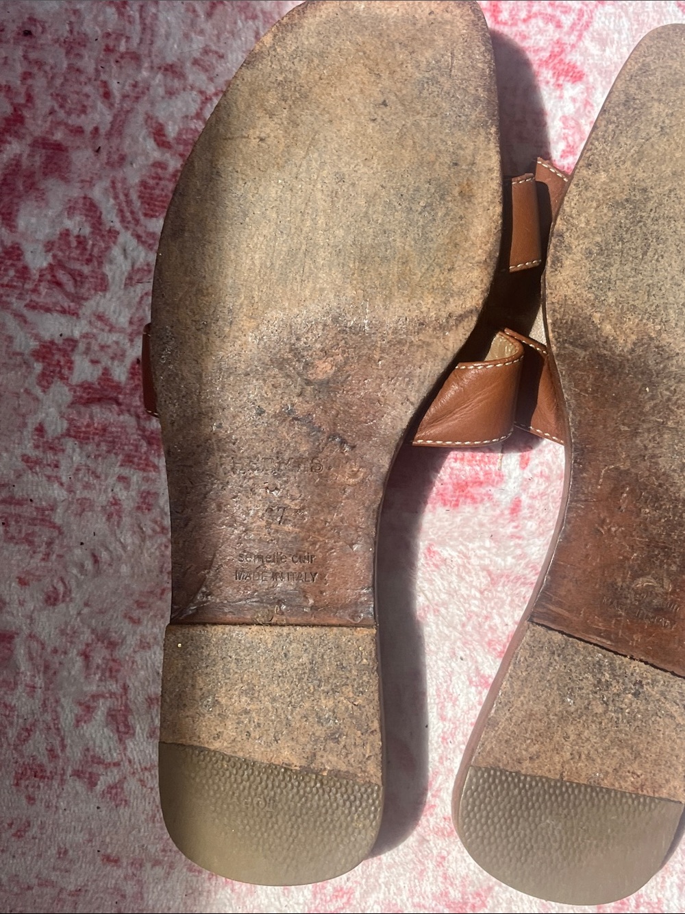 Hermes Tan Brown Leather Oran Slide Sandals - Picture 5 of 6